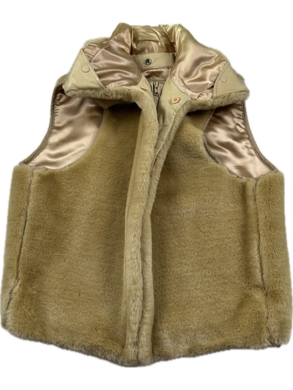 Andrew Marc Faux Fur Vest Women’s XS Tan Leather Trim